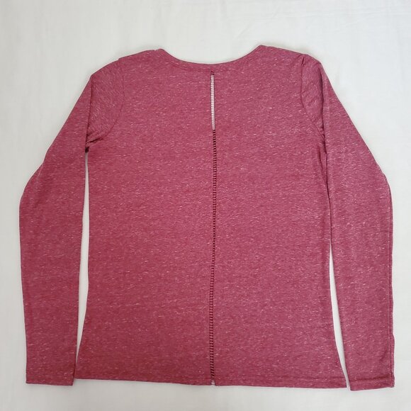 POOF New York Women's Marled Pink Long Sleeve Activewear Shirt Size Small - Picture 3 of 9